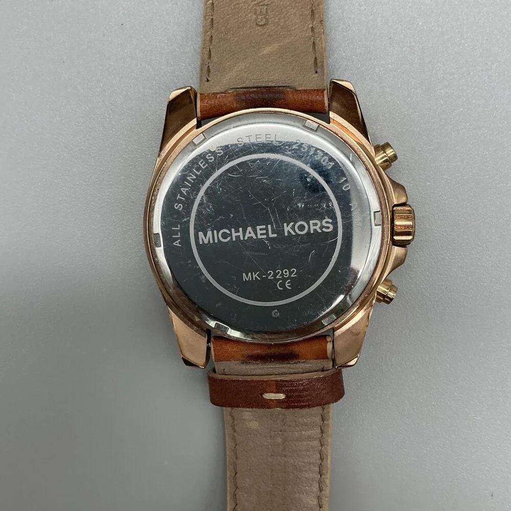 Michael Kors Mens Watch 44mm Silver Tone Leather Chronograph  display picture 1